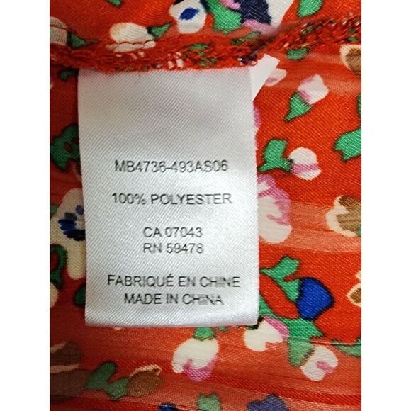 Rachel Zoe Red Floral High Neck Smock Sleeve Blouse Multicolor Red Size Medium - Picture 10 of 12